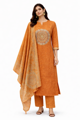 New anarkali kurta set with Cotton Pant & Malmal Dupatta with tier pattern