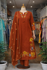 Khadi cotton fabric kurti pant dupatta sets