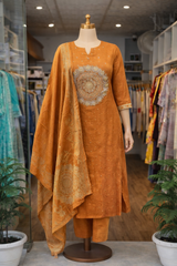 New anarkali kurta set with Cotton Pant & Malmal Dupatta with tier pattern