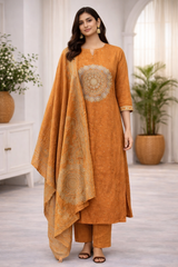 New anarkali kurta set with Cotton Pant & Malmal Dupatta with tier pattern