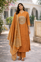 New anarkali kurta set with Cotton Pant & Malmal Dupatta with tier pattern