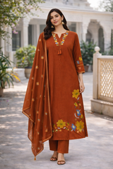 Khadi cotton fabric kurti pant dupatta sets